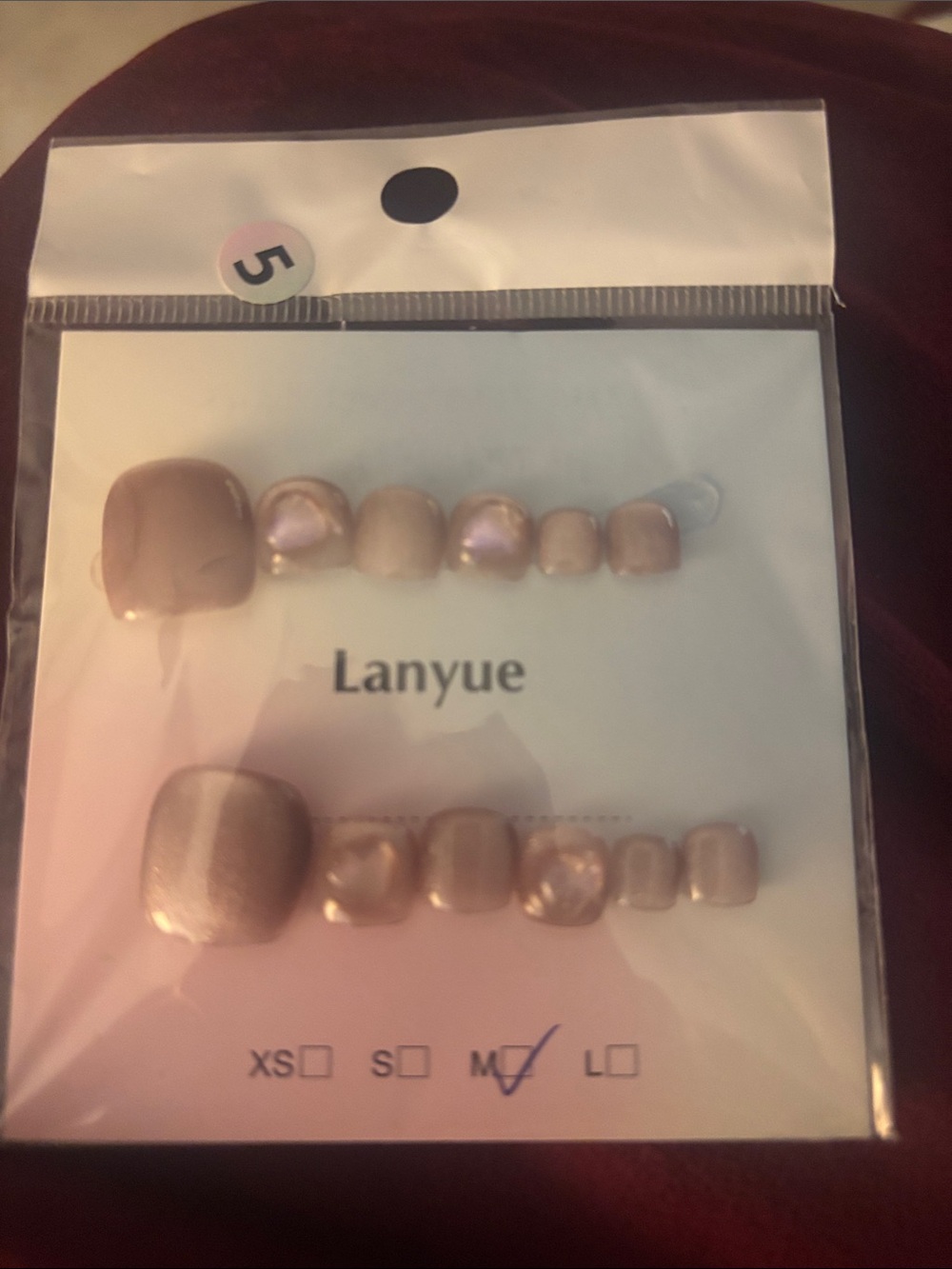 Lanyue Metallic Pink Pearl Toe Nail Set